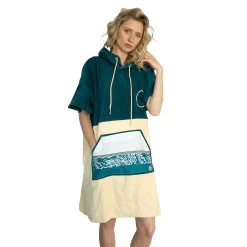 WAVE HAWAII PONCHO COTTON VELOURS PETROL En Coton Bio -Plongée Soldes WAVE HAWAII PONCHO COTTON VELOURS PETROL en coton bio WH 6